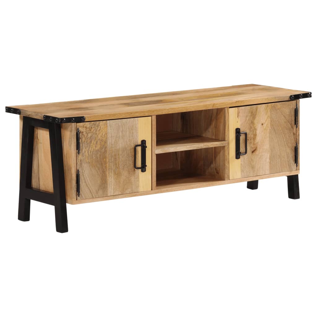 Tv Skříňka 110 X 35 X 40 Cm Masivní Mangovníkové Dřevo Antracitová