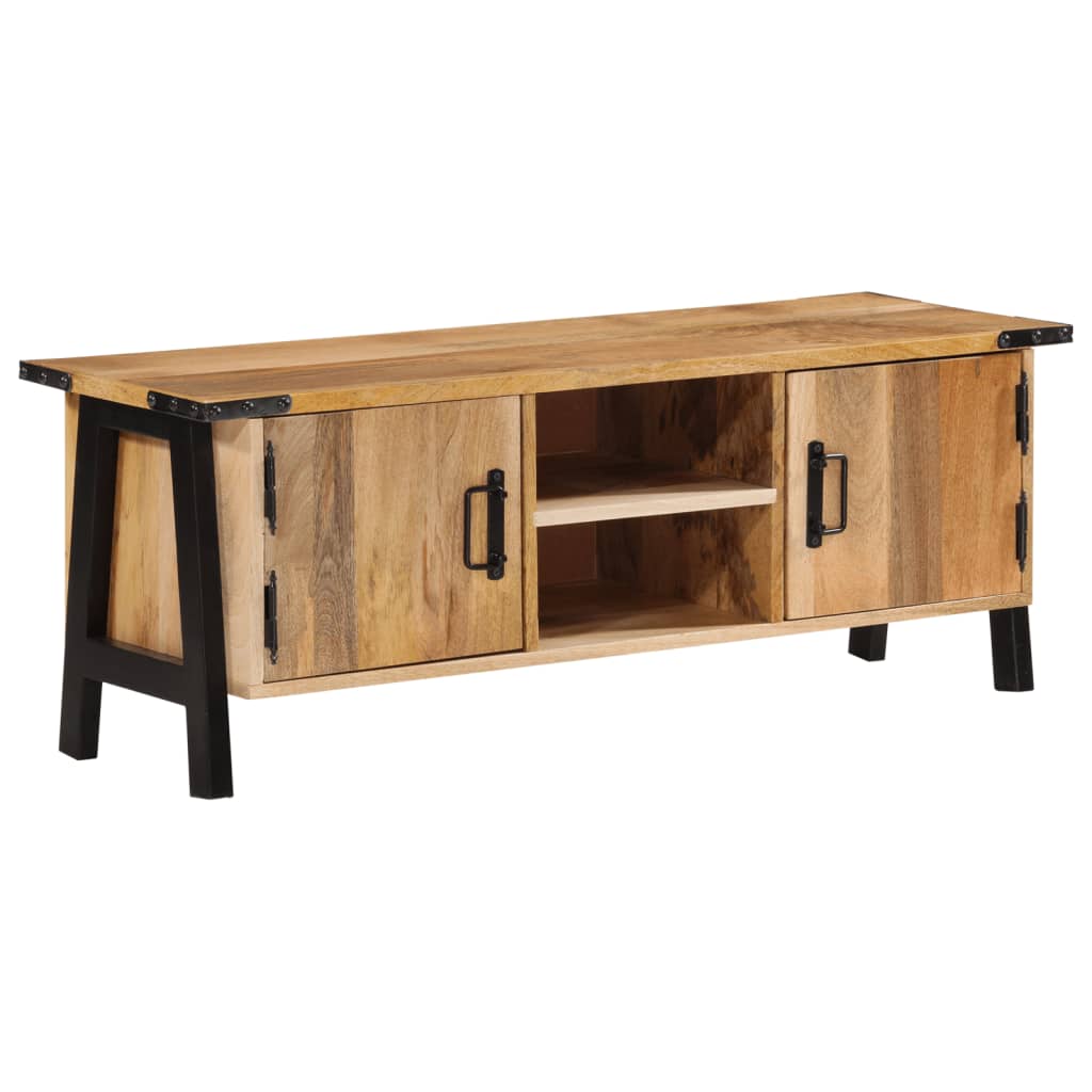 Tv Skříňka 110 X 35 X 40 Cm Masivní Mangovníkové Dřevo Antracitová