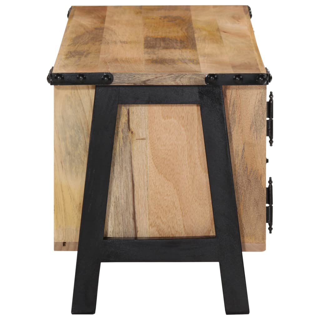 Tv Skříňka 110 X 35 X 40 Cm Masivní Mangovníkové Dřevo Antracitová