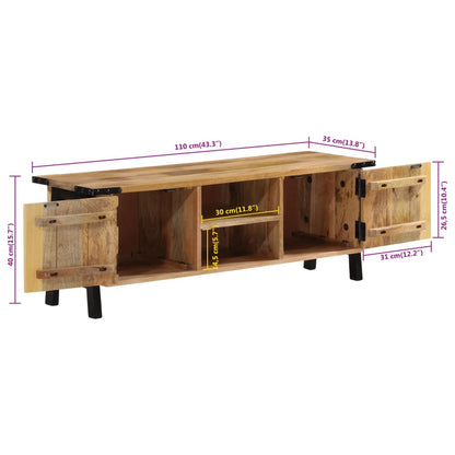 Tv Skříňka 110 X 35 X 40 Cm Masivní Mangovníkové Dřevo Antracitová