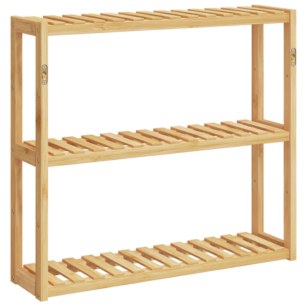 Koupelnový Regál 3Patrový Nástěnná 60 X 15 X 54 Cm Bambus