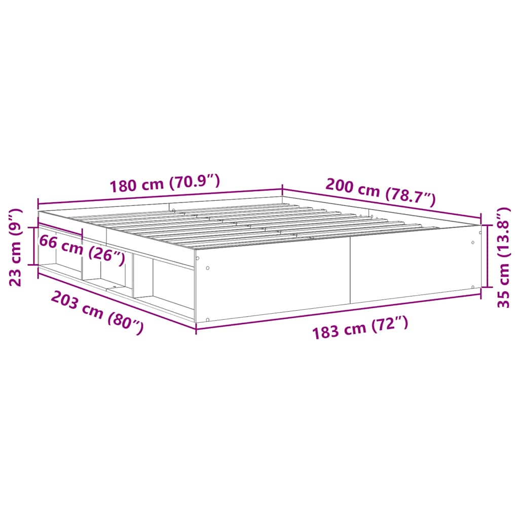 Rám Postele Černý 180 X 200 Cm Super King Size