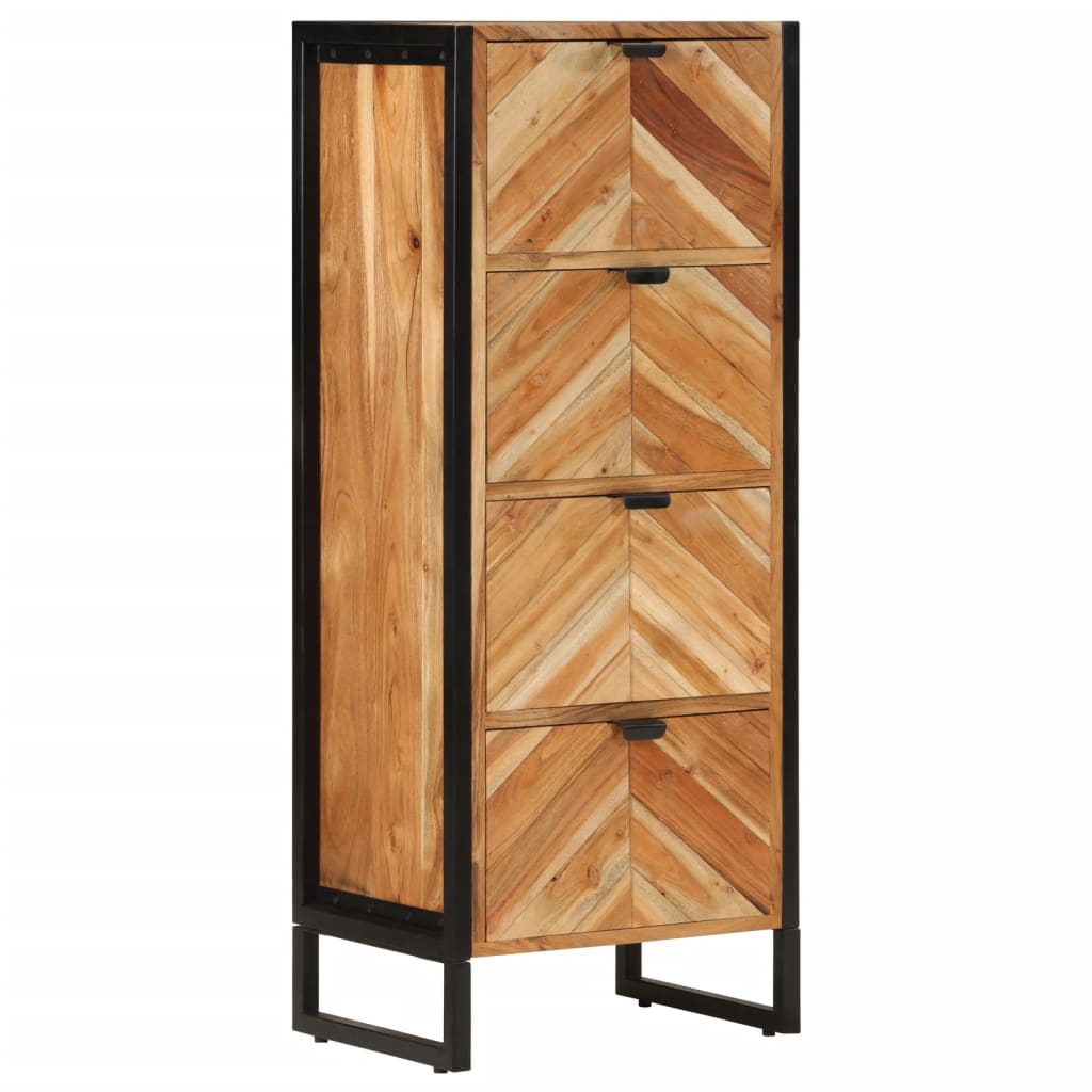 Koupelnová Skříňka 40 X 30 X 100 Cm Masivní Akácie A Železo