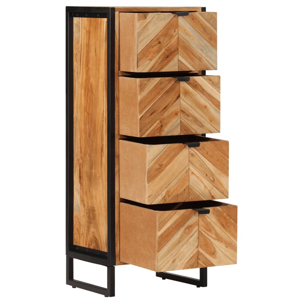 Koupelnová Skříňka 40 X 30 X 100 Cm Masivní Akácie A Železo
