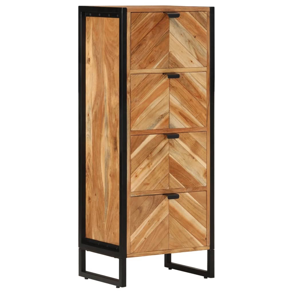Koupelnová Skříňka 40 X 30 X 100 Cm Masivní Akácie A Železo