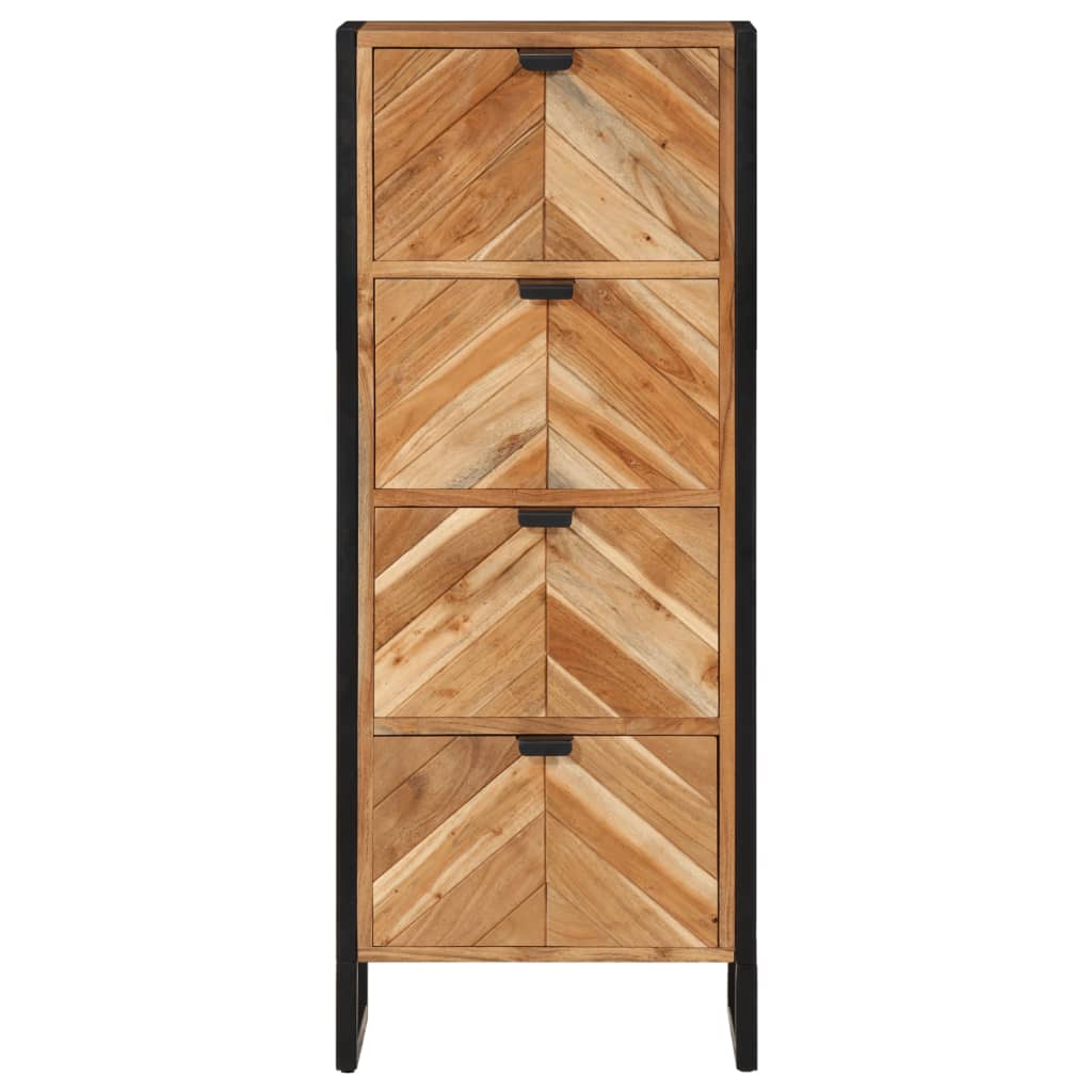 Koupelnová Skříňka 40 X 30 X 100 Cm Masivní Akácie A Železo