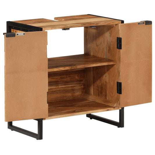 Koupelnová Skříňka 55 X 35 X 60 Cm Masivní Akácie A Železo