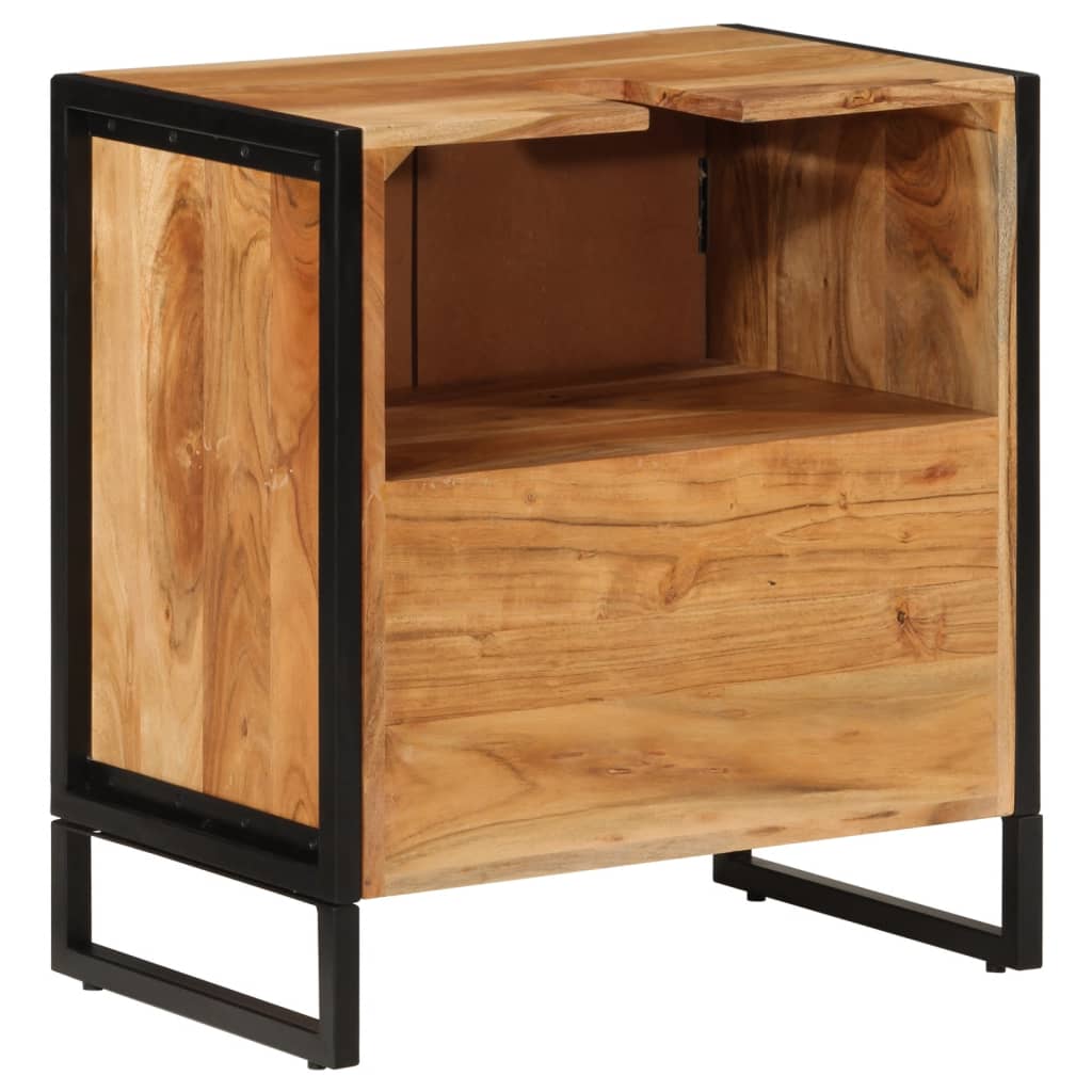 Koupelnová Skříňka 55 X 35 X 60 Cm Masivní Akácie A Železo