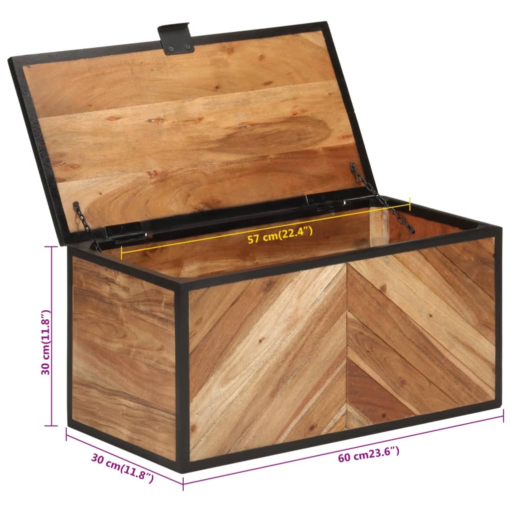 Úložný Box 60 X 30 X 30 Cm Masivní Akáciové Dřevo A Železo