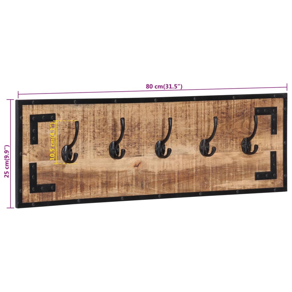 Věšáky Na Kabáty 2 Ks 80 X 8 X 25 Cm Masivní Hrubý Mangovník Černá