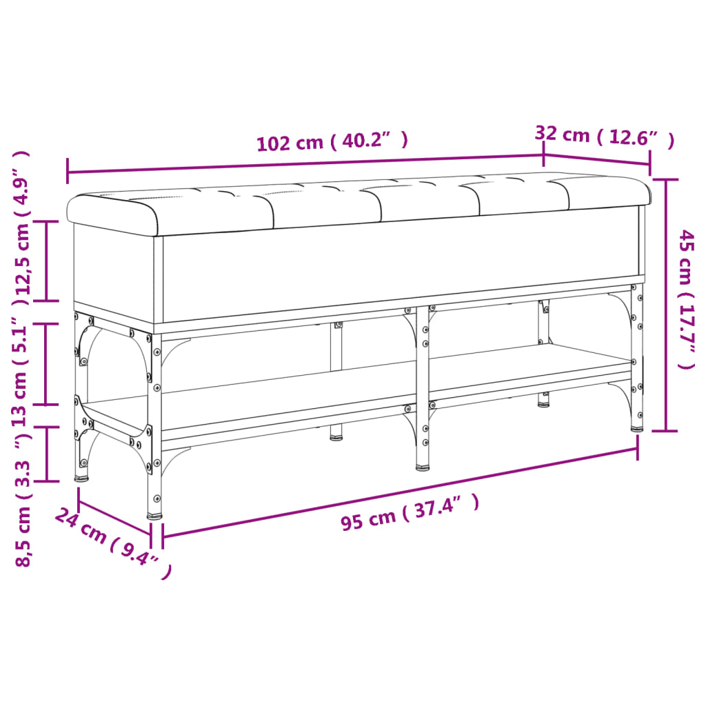 Lavice S Botníkem Hnědý Dub 102 X 32 X 45 Cm Kompozitní Dřevo
