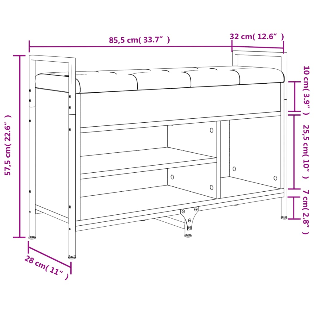 Lavice S Botníkem Hnědý Dub 85,5X32X57,5 Cm Kompozitní Dřevo