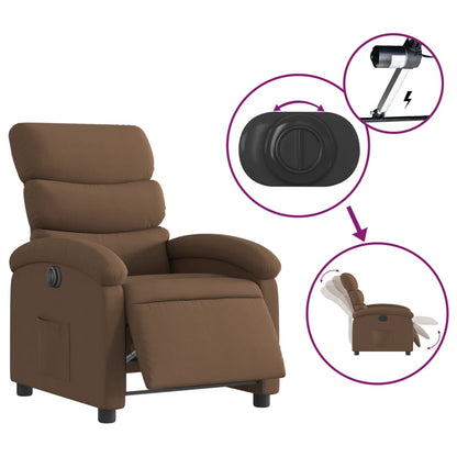 Elektrické Polohovací Křeslo Hnědé Textil Hnědá
