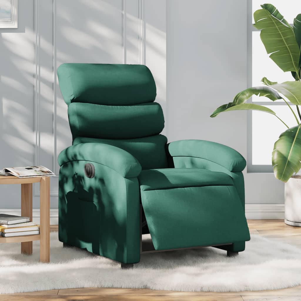 Polohovací Křeslo Tmavě Zelené Textil Tmavě Zelená