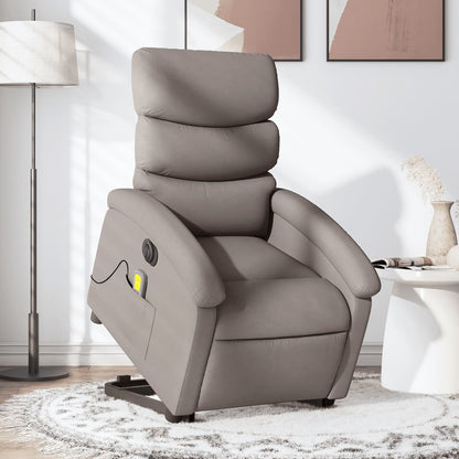 Zvedací Masážní Polohovací Křeslo Textil Taupe