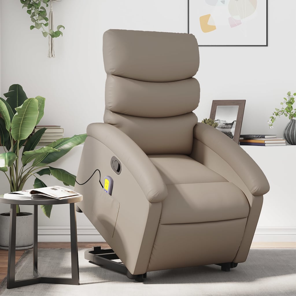 Zvedací Polohovací Křeslo Umělá Kůže Cappuccino