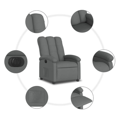 Elektrické Polohovací Křeslo Tmavě Šedé Textil Tmavě Šedá