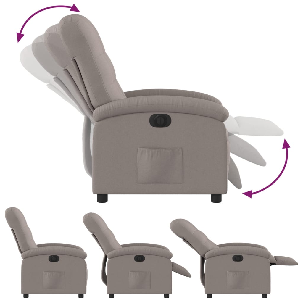 Elektrické Polohovací Křeslo Textil Taupe