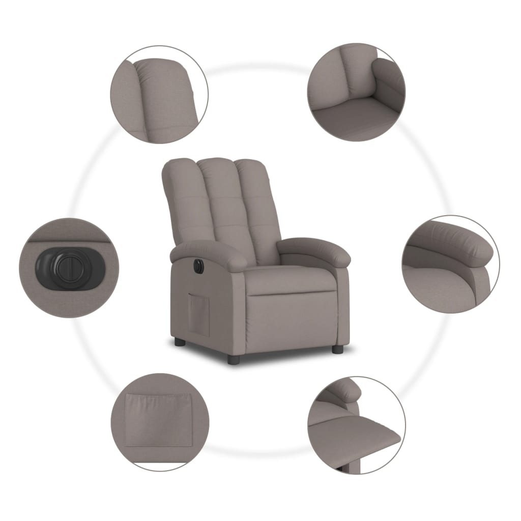 Elektrické Polohovací Křeslo Textil Taupe
