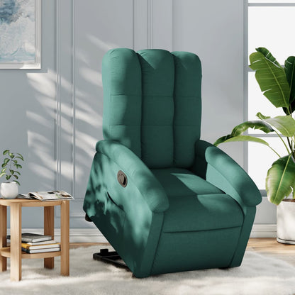 Elektrické Zvedací Masážní Polohovací Křeslo Zelené Textil Tmavě Zelená