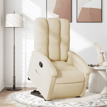 Zvedací Polohovací Křeslo Krémové Textil Krémová