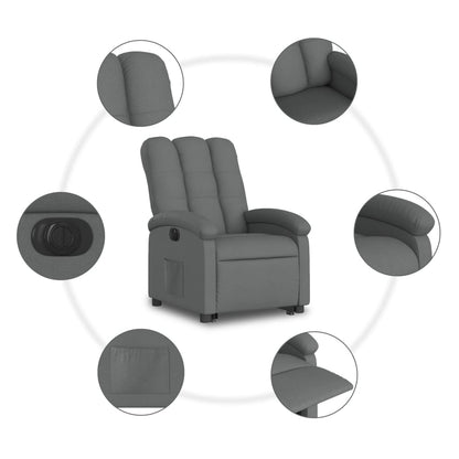 Elektrické Zvedací Polohovací Křeslo Tmavě Šedé Textil Tmavě Šedá
