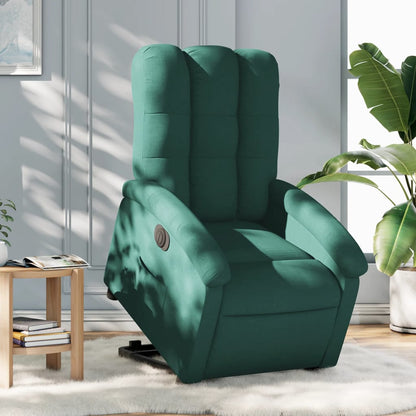 Elektrické Zvedací Masážní Polohovací Křeslo Zelené Textil Tmavě Zelená