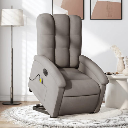 Elektrické Zvedací Masážní Polohovací Křeslo Textil Taupe