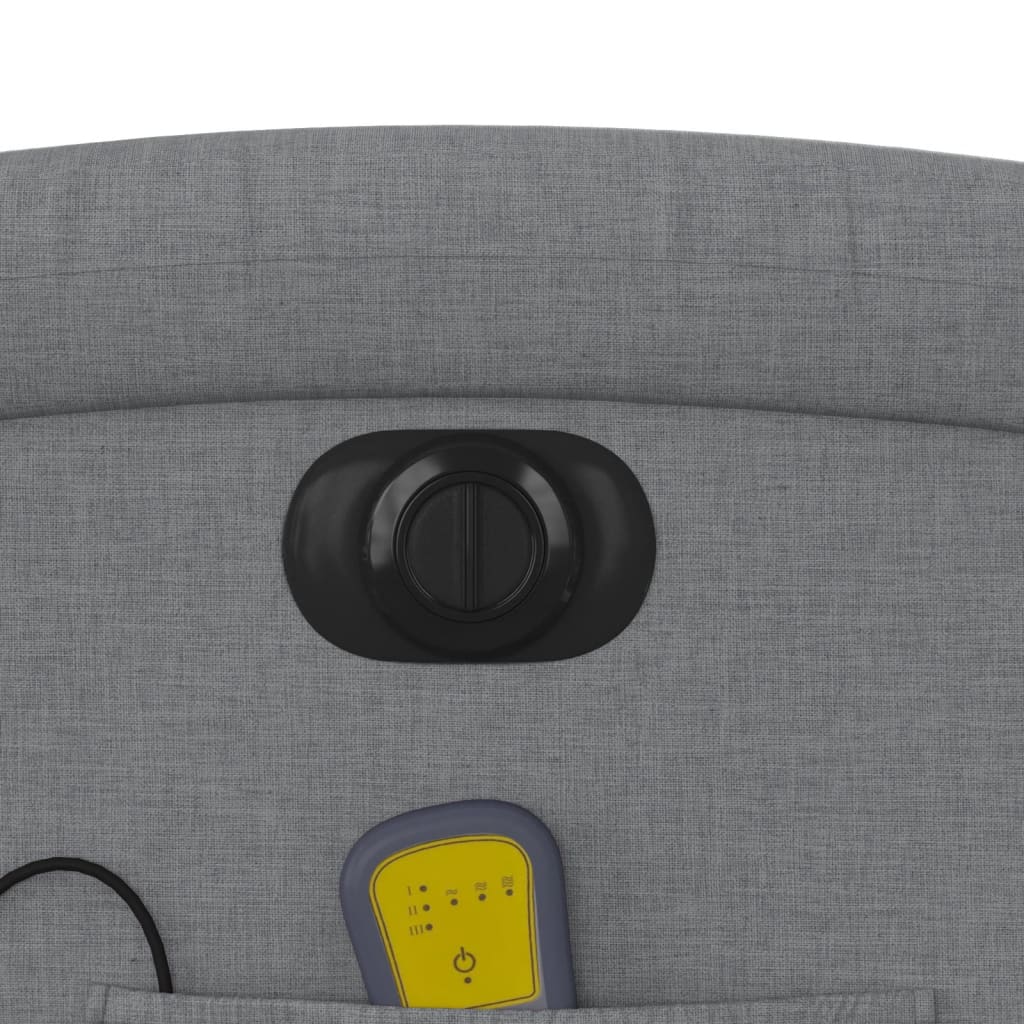 Elektrické Masážní Polohovací Křeslo Světle Šedé Textil Světle Šedá