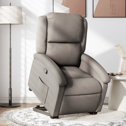 Zvedací Masážní Polohovací Křeslo Textil Taupe