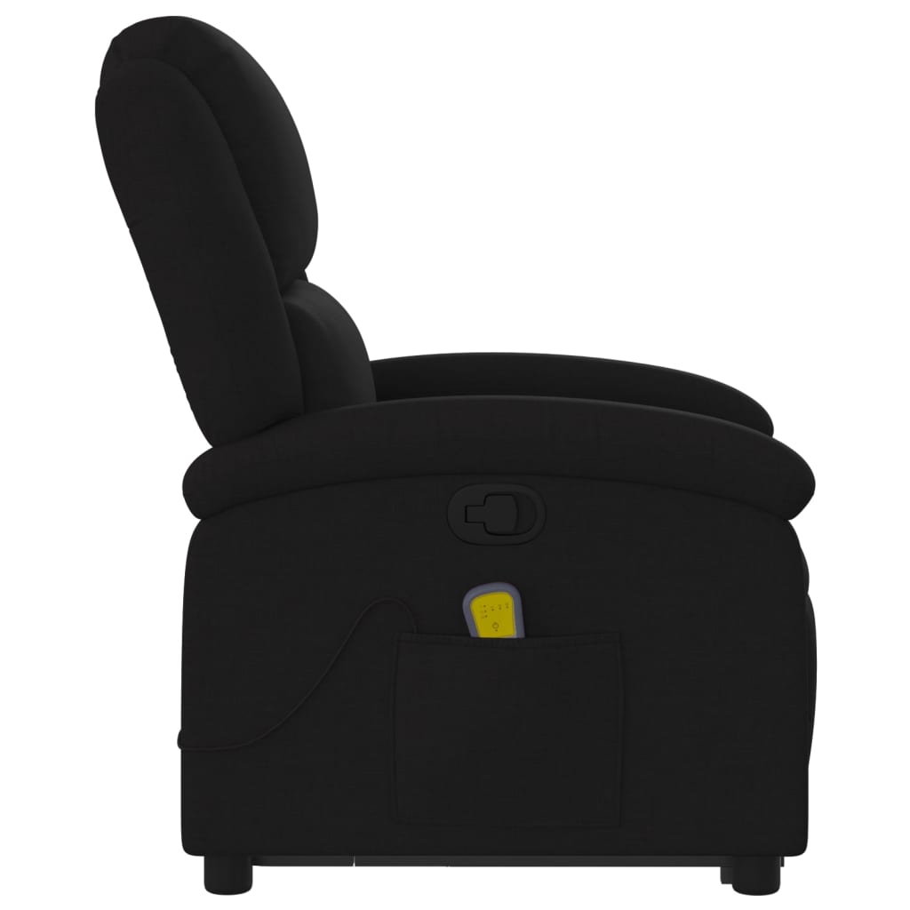 Zvedací Masážní Polohovací Křeslo Černé Textil Černá
