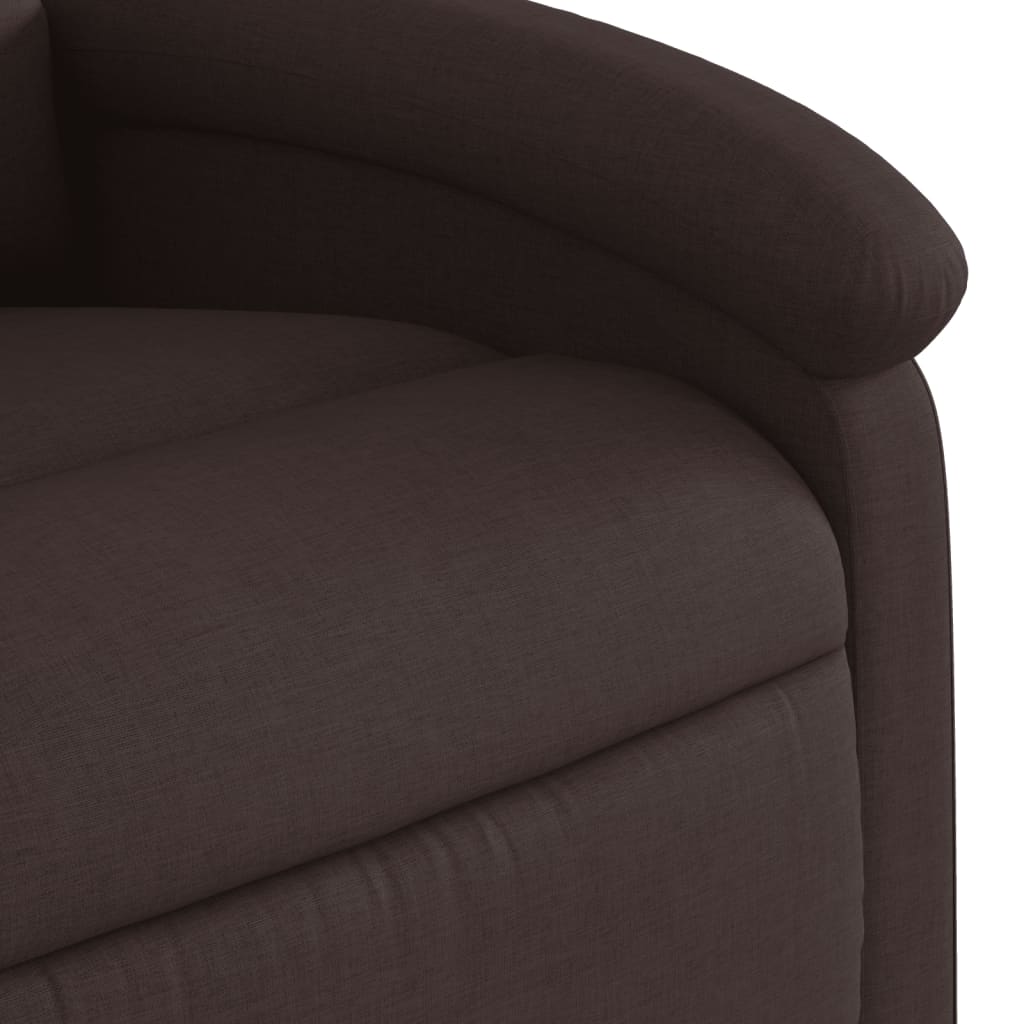 Zvedací Masážní Polohovací Křeslo Tmavě Hnědé Textil Tmavě Hnědá