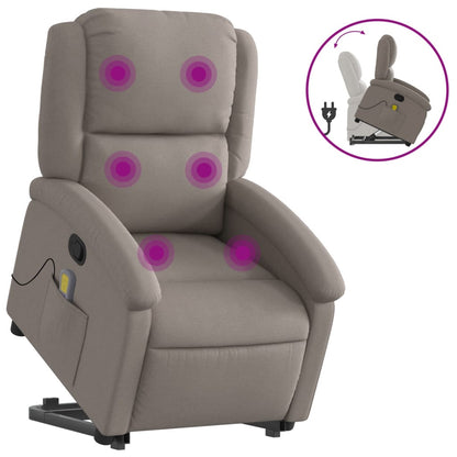 Zvedací Masážní Polohovací Křeslo Textil Taupe