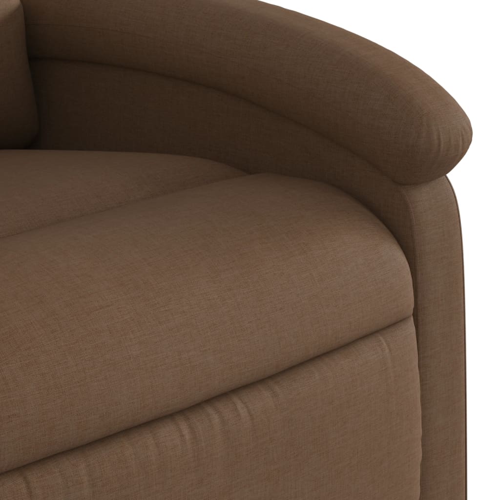 Elektrické Zvedací Polohovací Křeslo Hnědé Textil Hnědá