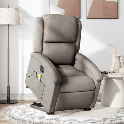 Zvedací Masážní Polohovací Křeslo Textil Taupe