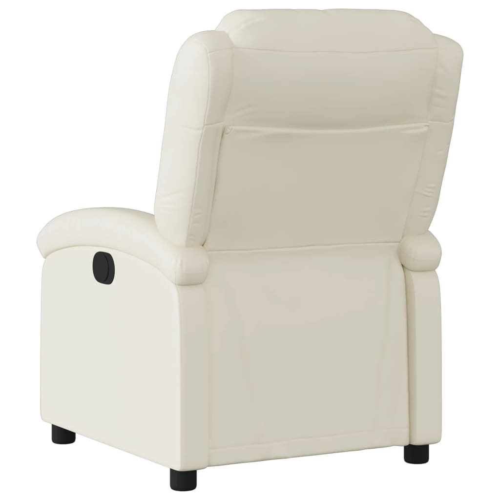 Elektrické Polohovací Křeslo Krémové Umělá Kůže Krémová