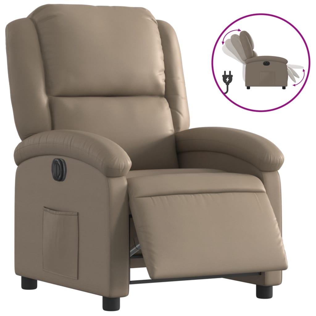 Elektrické Polohovací Křeslo Umělá Kůže Cappuccino