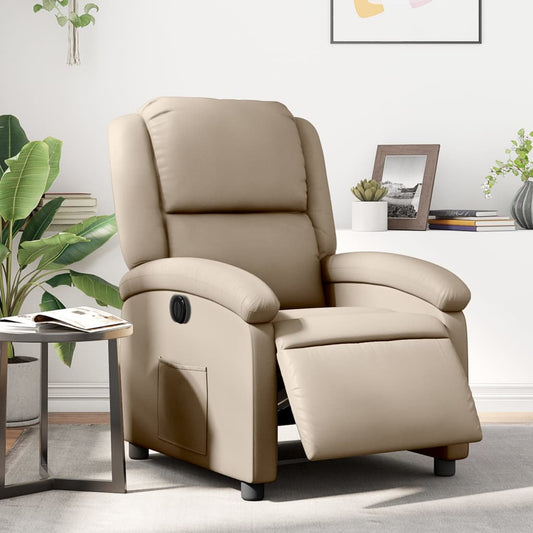 Elektrické Polohovací Křeslo Umělá Kůže Cappuccino