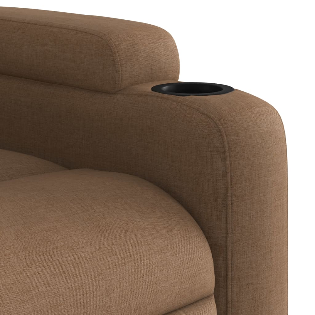 Elektrické Polohovací Křeslo Hnědé Textil Hnědá
