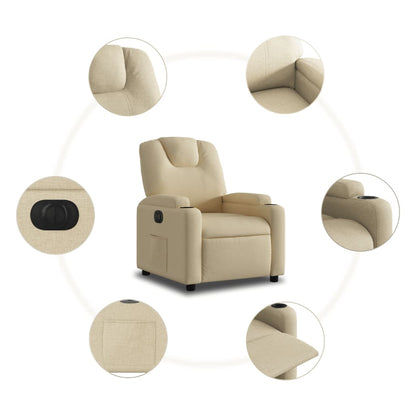 Elektrické Polohovací Křeslo Krémové Textil Krémová