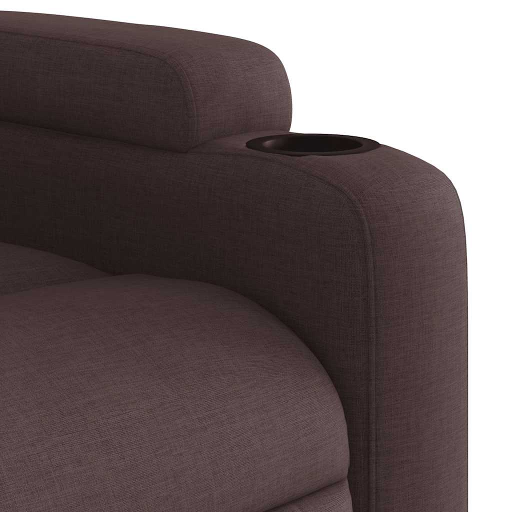 Zvedací Masážní Polohovací Křeslo Tmavě Hnědé Textil Tmavě Hnědá
