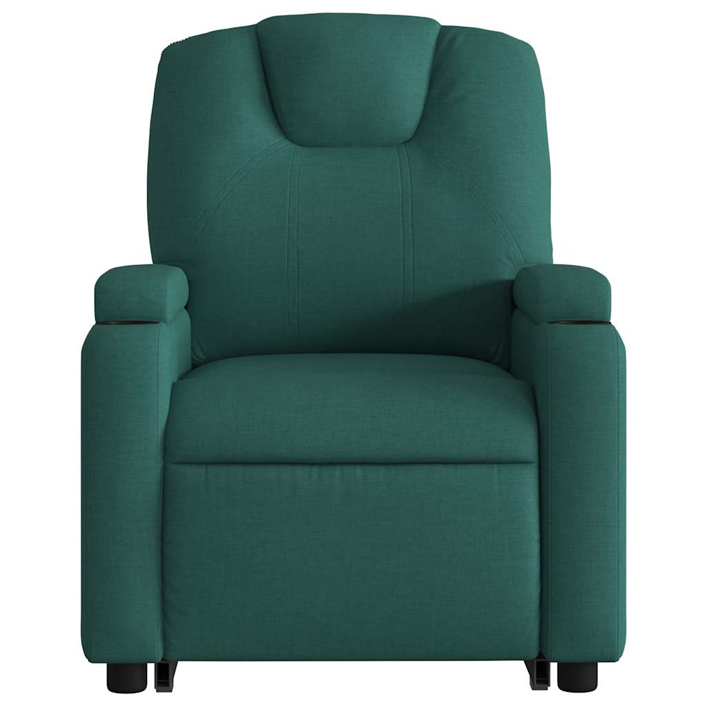 Elektrické Zvedací Masážní Polohovací Křeslo Zelené Textil Tmavě Zelená