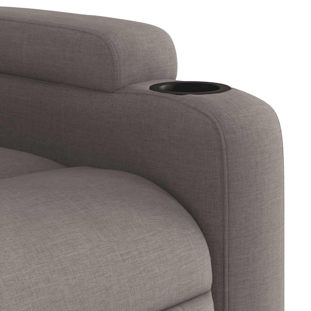 Elektrické Zvedací Masážní Polohovací Křeslo Textil Taupe