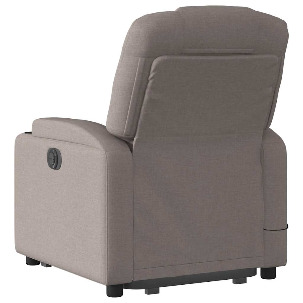 Elektrické Zvedací Masážní Polohovací Křeslo Textil Taupe