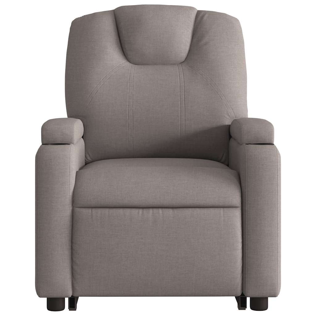 Elektrické Zvedací Masážní Polohovací Křeslo Textil Taupe