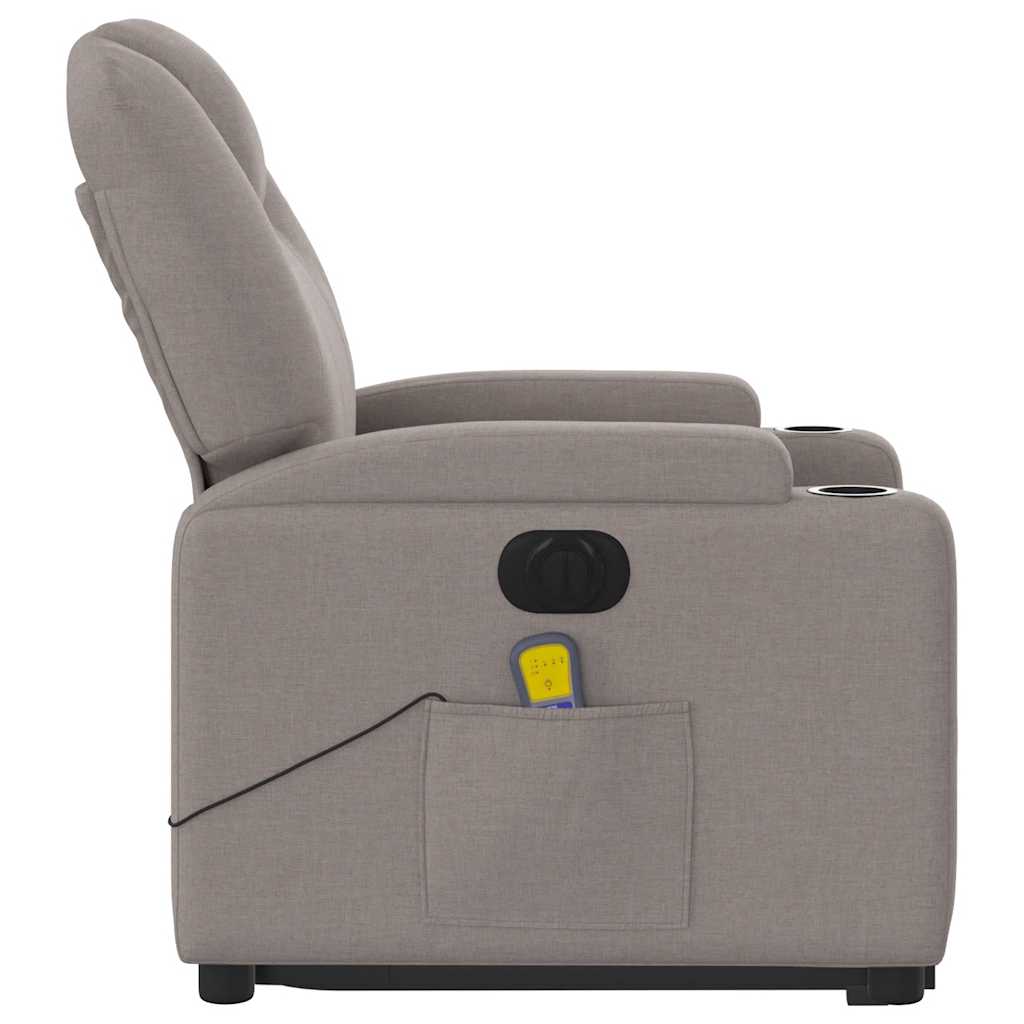 Elektrické Zvedací Masážní Polohovací Křeslo Textil Taupe