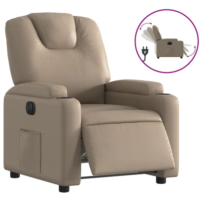 Elektrické Polohovací Křeslo Umělá Kůže Cappuccino