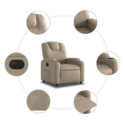 Elektrické Polohovací Křeslo Umělá Kůže Cappuccino