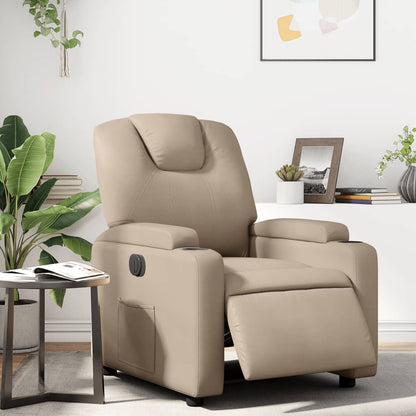 Elektrické Polohovací Křeslo Umělá Kůže Cappuccino
