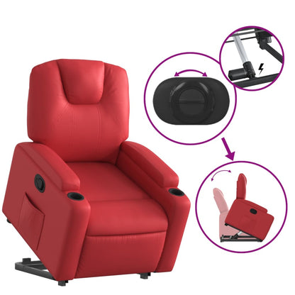 Zvedací Polohovací Křeslo Červené Umělá Kůže Červená